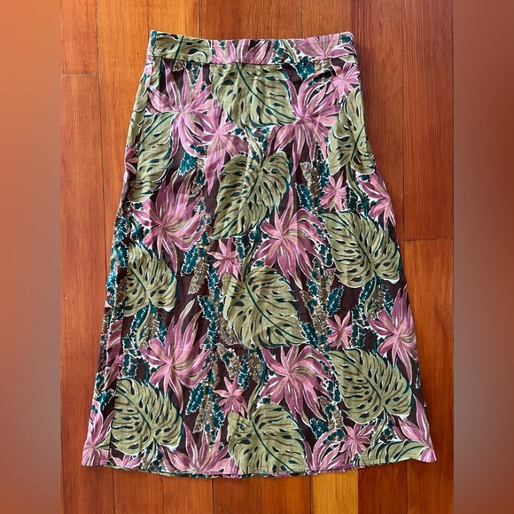 NWOT Madewell Midi Skirt in Brushstroke Monstera - Size 8 - Picture 5 of 6
